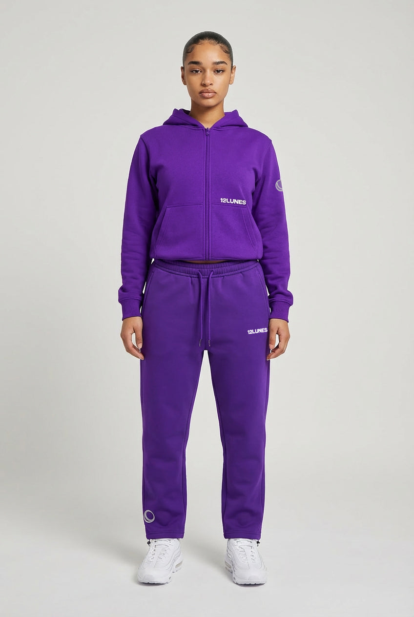 Purple Full Zip Sweatshirt | 12LUNES Men's Streetwear